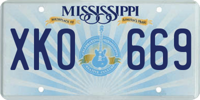 MS license plate XKO669