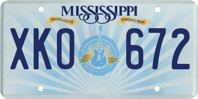 MS license plate XKO672