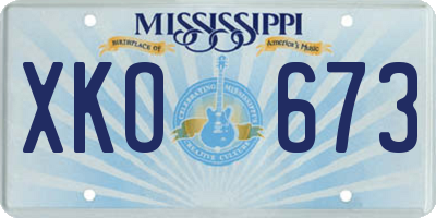 MS license plate XKO673