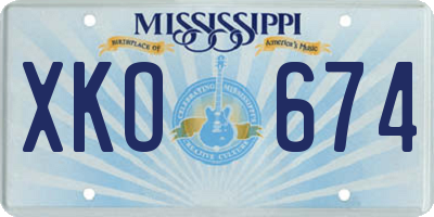 MS license plate XKO674