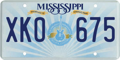 MS license plate XKO675