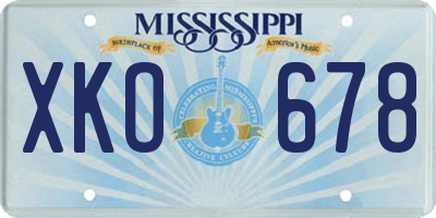 MS license plate XKO678
