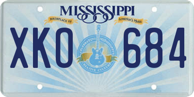 MS license plate XKO684