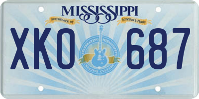 MS license plate XKO687