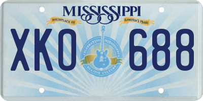MS license plate XKO688