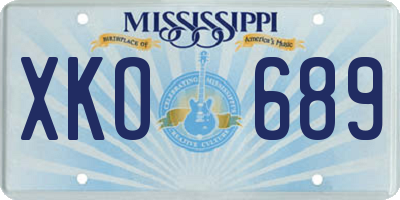 MS license plate XKO689