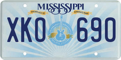 MS license plate XKO690