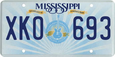 MS license plate XKO693