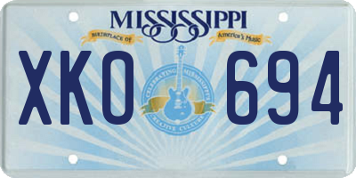 MS license plate XKO694