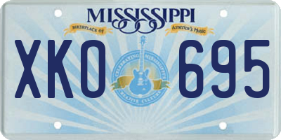 MS license plate XKO695
