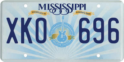 MS license plate XKO696