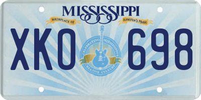 MS license plate XKO698