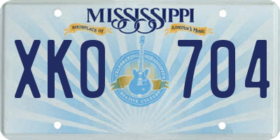 MS license plate XKO704