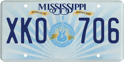 MS license plate XKO706