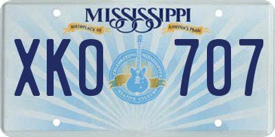 MS license plate XKO707