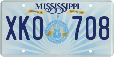 MS license plate XKO708