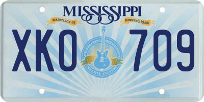 MS license plate XKO709