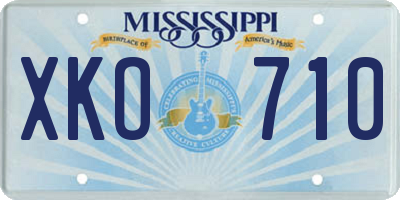 MS license plate XKO710
