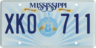 MS license plate XKO711