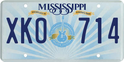 MS license plate XKO714