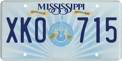MS license plate XKO715