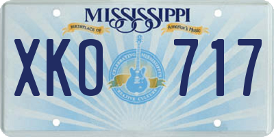 MS license plate XKO717