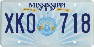 MS license plate XKO718