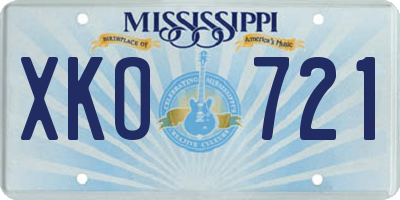 MS license plate XKO721
