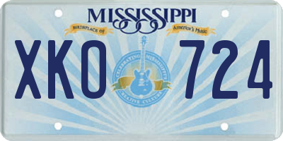 MS license plate XKO724
