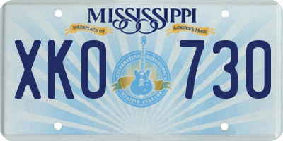 MS license plate XKO730