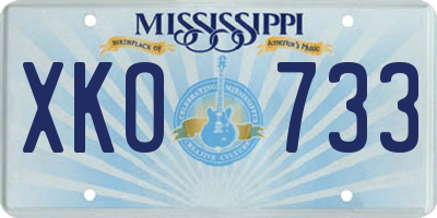 MS license plate XKO733