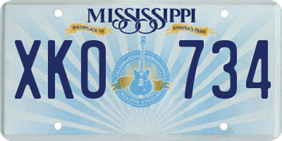 MS license plate XKO734