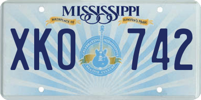 MS license plate XKO742