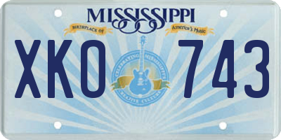 MS license plate XKO743