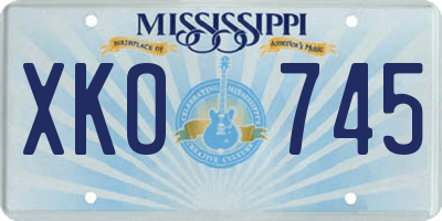 MS license plate XKO745