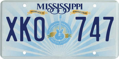 MS license plate XKO747