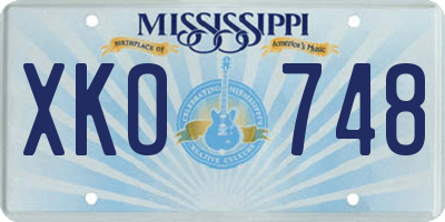MS license plate XKO748