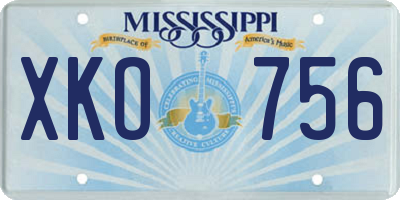 MS license plate XKO756
