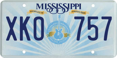 MS license plate XKO757