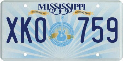 MS license plate XKO759