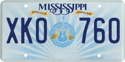 MS license plate XKO760