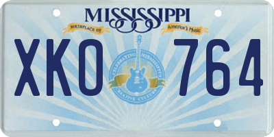 MS license plate XKO764