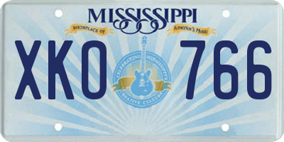 MS license plate XKO766