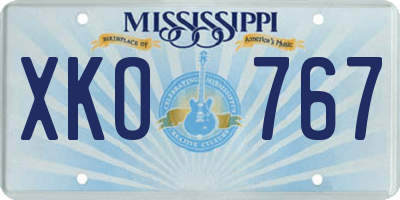 MS license plate XKO767