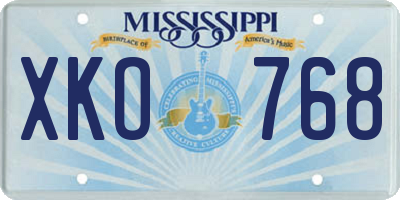 MS license plate XKO768
