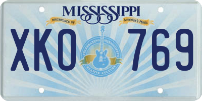 MS license plate XKO769