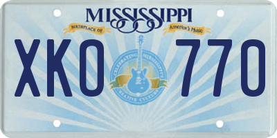MS license plate XKO770
