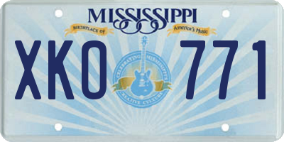 MS license plate XKO771