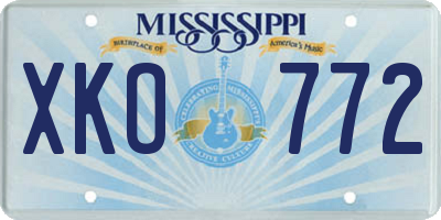 MS license plate XKO772