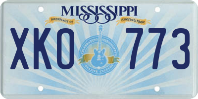 MS license plate XKO773